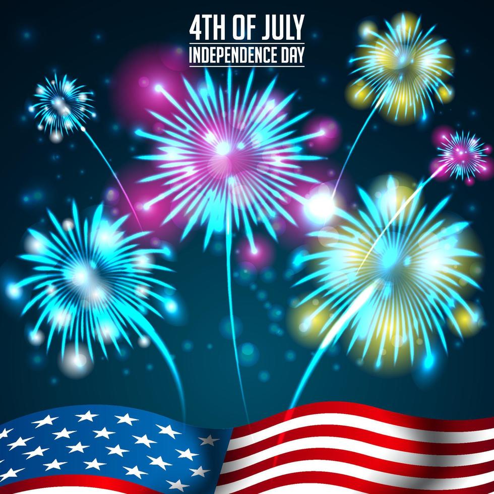 Sfondo di celebrazione dei fuochi d'artificio del 4 luglio vettore