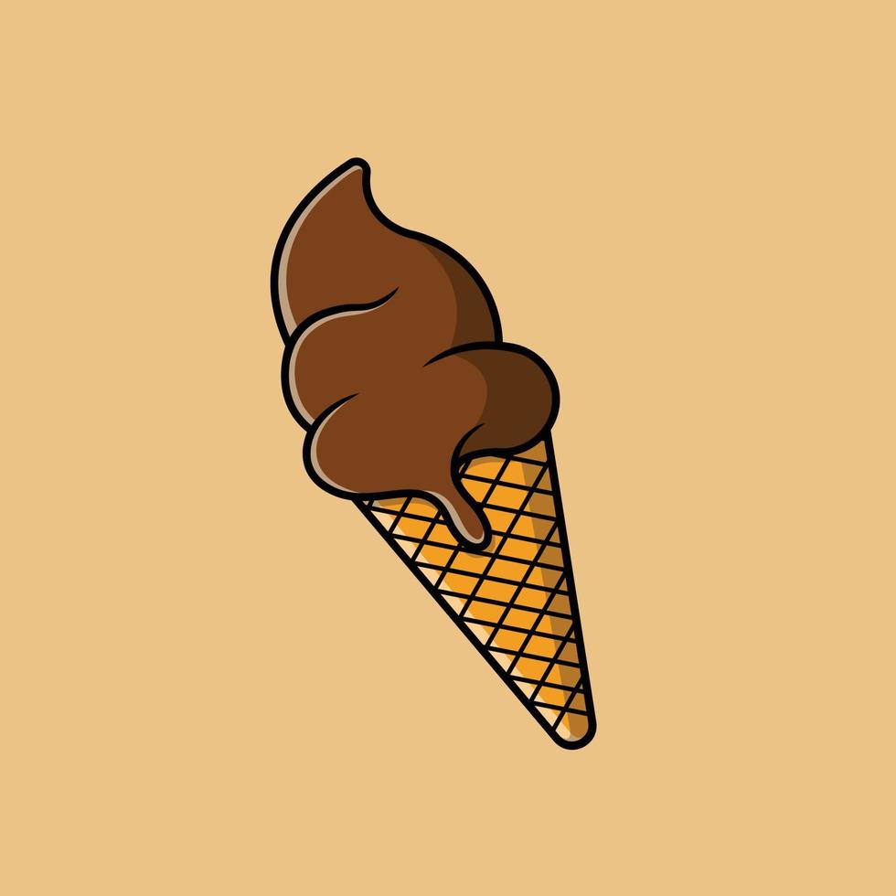 illustrazione dell'icona di vettore del fumetto del cioccolato del gelato. cibo e bevande icona concetto isolato vettore premium.