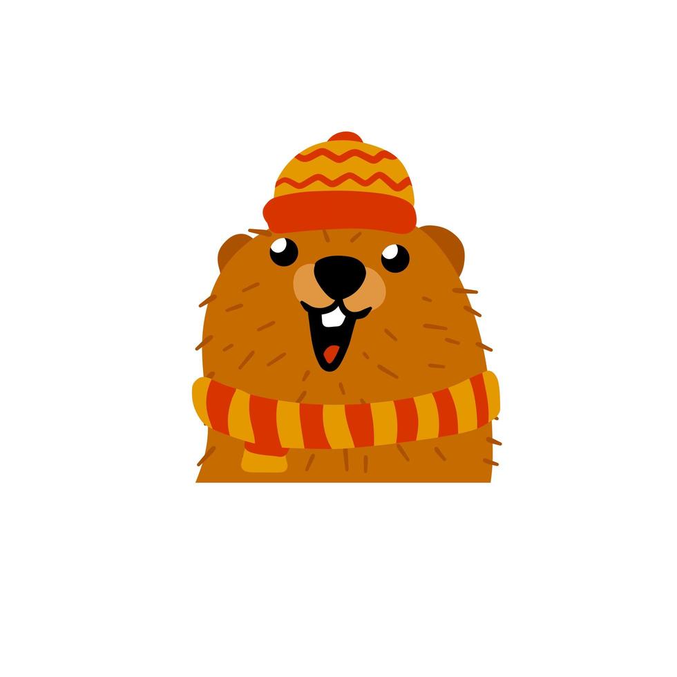 giorno della marmotta. simpatica marmotta con cappello vettore