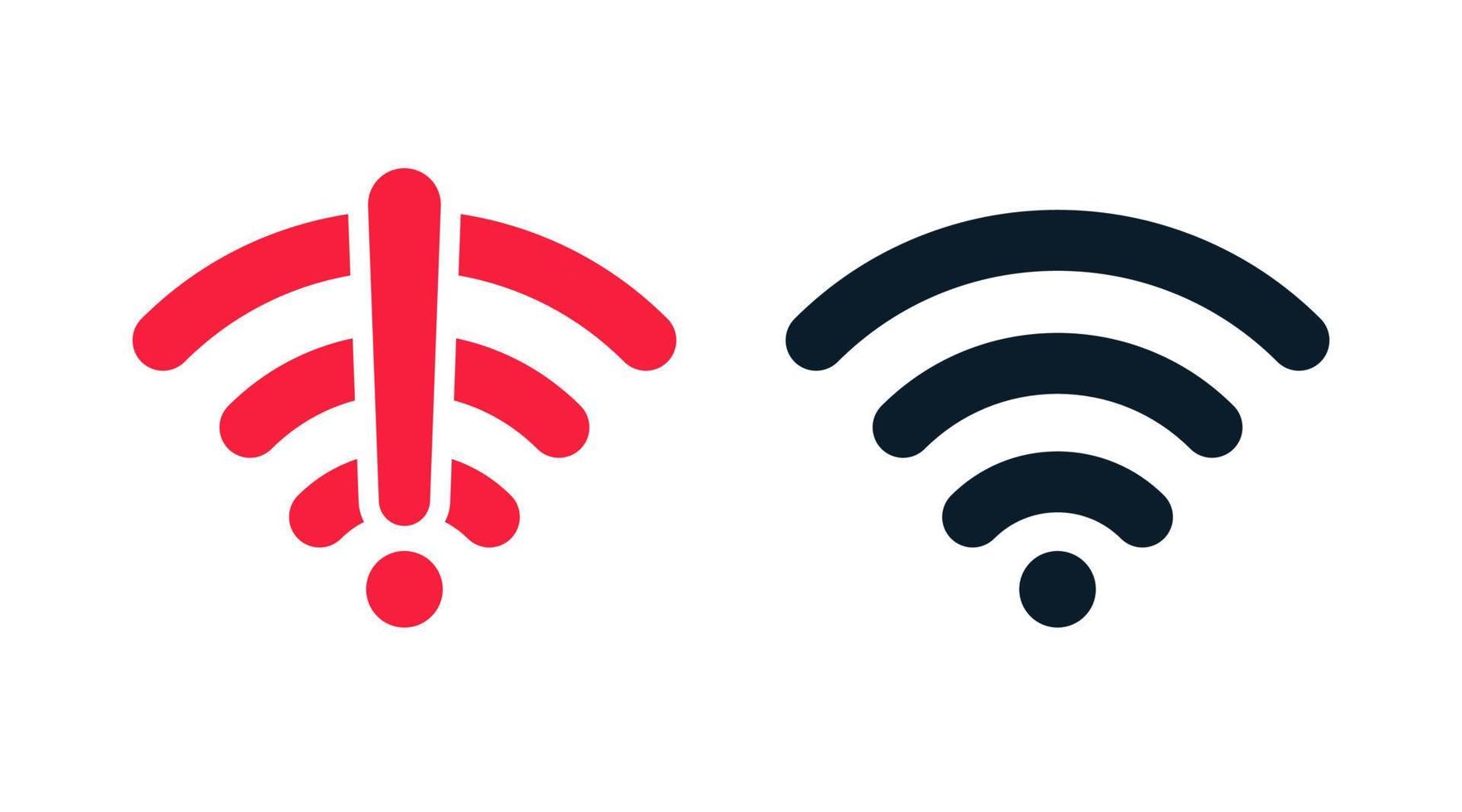icona vettore wifi wireless nessun segnale e set di design piatto segnale
