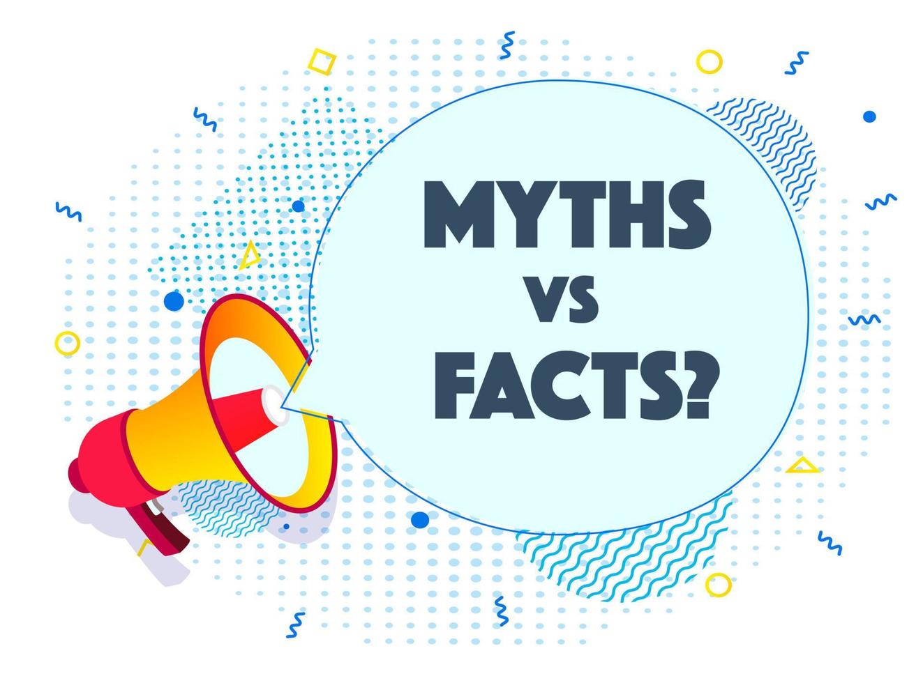 megafono rapporto miti vs fatti vettore