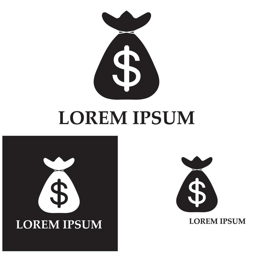 borsa dei soldi con l'icona del logo vettoriale del simbolo del dollaro