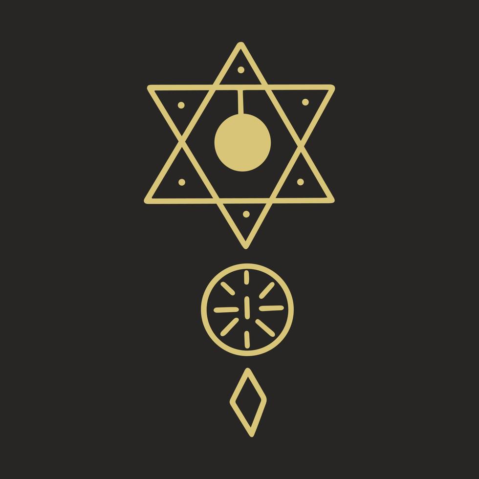 simbolo magico con illustrazione vettoriale stella a sei punte