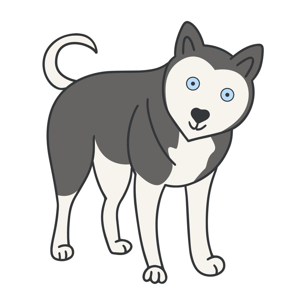 illustrazione vettoriale isolata in stile husky doodle