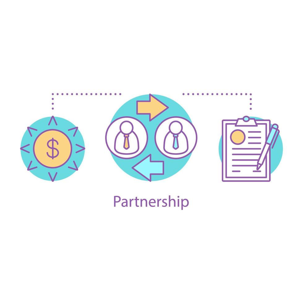 icona del concetto di partnership. illustrazione di linea sottile di idea di affare. cooperazione dei partner. disegno di contorno isolato vettoriale