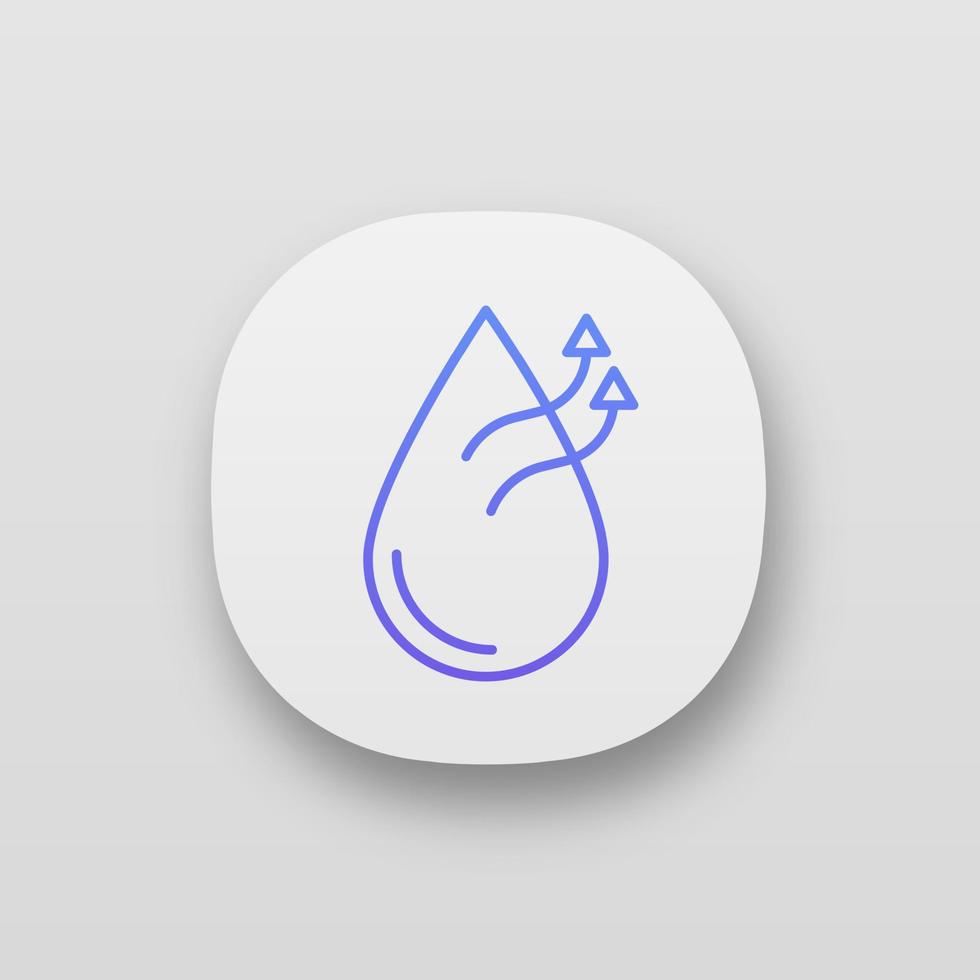 icona dell'app per la funzione del condizionatore di umidificazione dell'aria. evaporazione dell'acqua. umidificatore d'aria. interfaccia utente ui ux. applicazione web o mobile. illustrazione vettoriale isolato