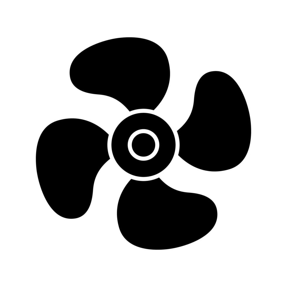 icona del glifo di ventilazione dell'aria. simbolo della sagoma. Ventola di scarico. ventilatore. turbina, elica. spazio negativo. illustrazione vettoriale isolato