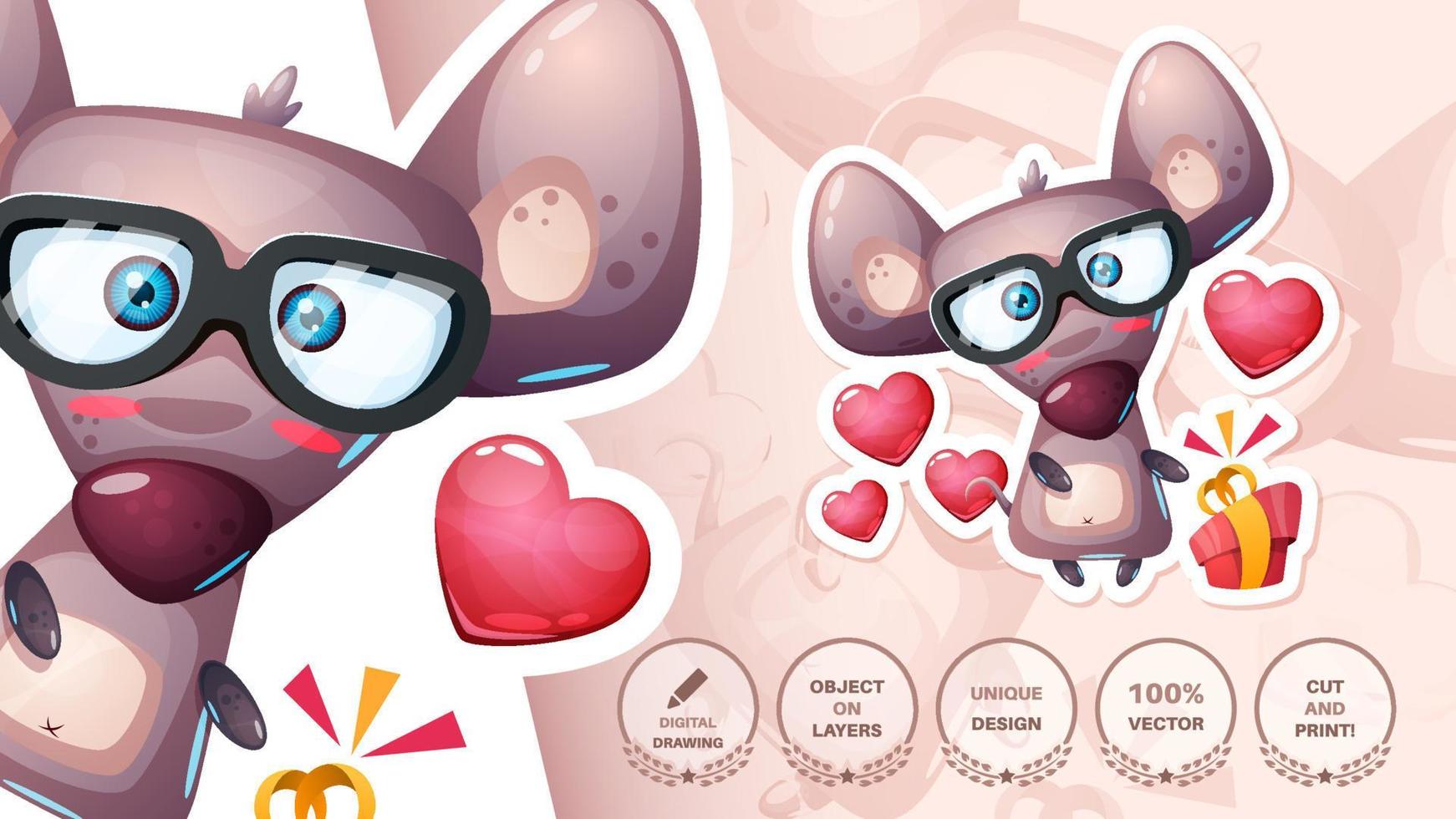 personaggio dei cartoni animati mouse infantile con gli occhiali - adesivo carino vettore