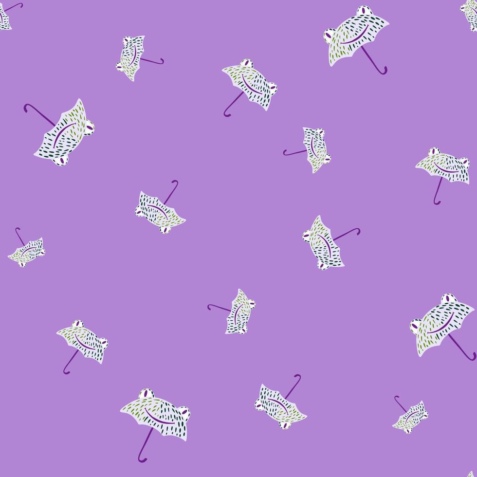 ombrello carino rana modello senza cuciture. sfondo di rospo divertente a forma di accessorio in stile doodle. vettore