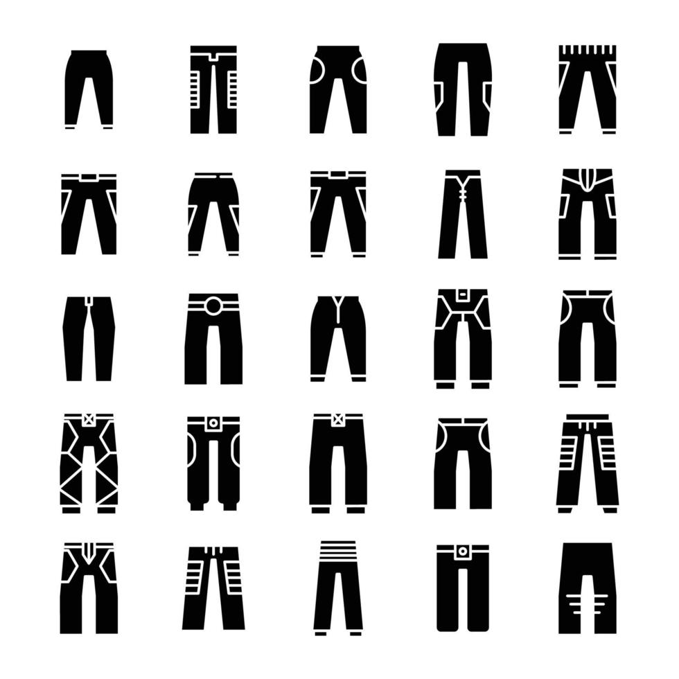 pantaloni pantaloni set di icone vettore