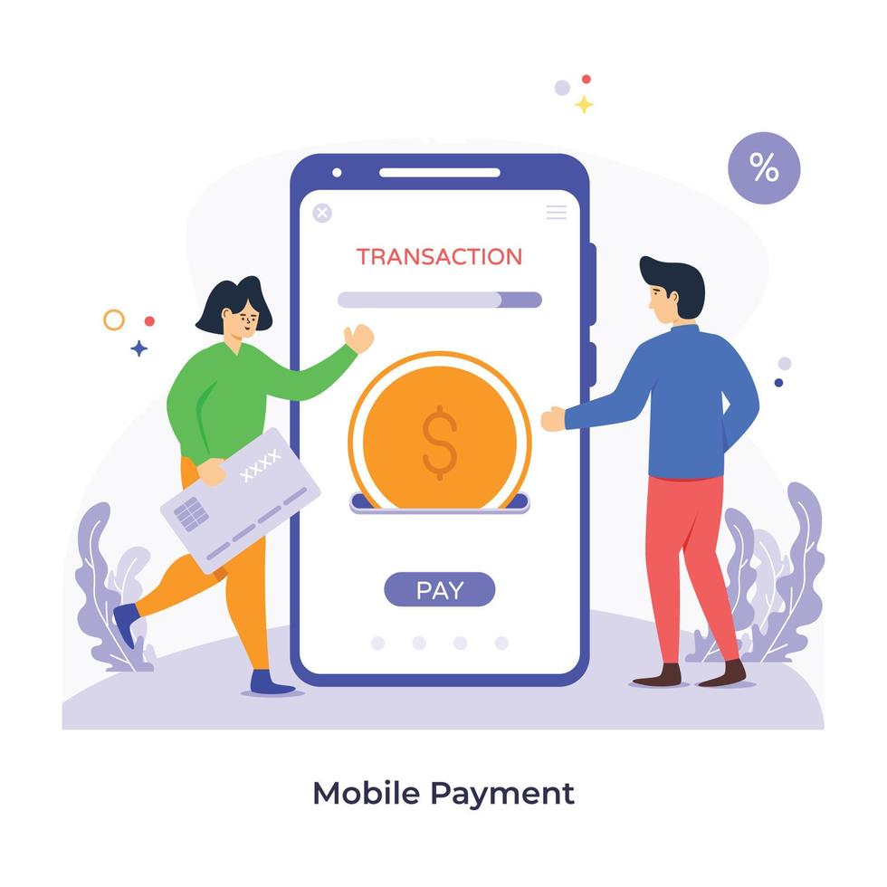 metti le mani sull'illustrazione piatta del pagamento mobile vettore
