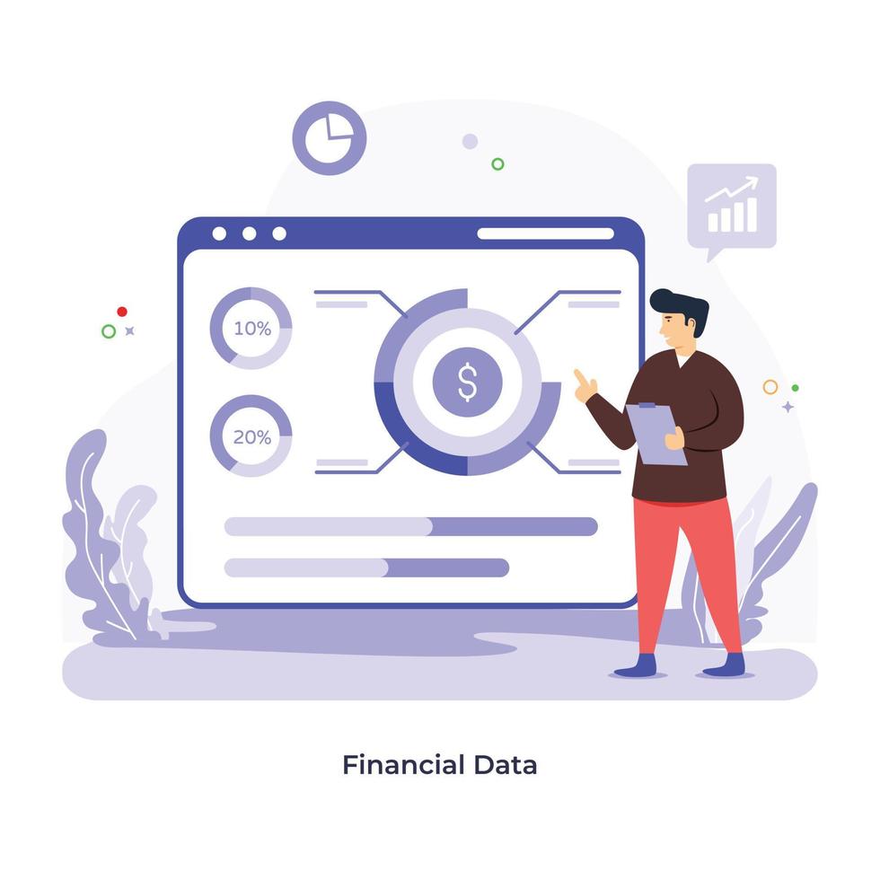 illustrazione piatta di dati finanziari progettati in formato vettoriale