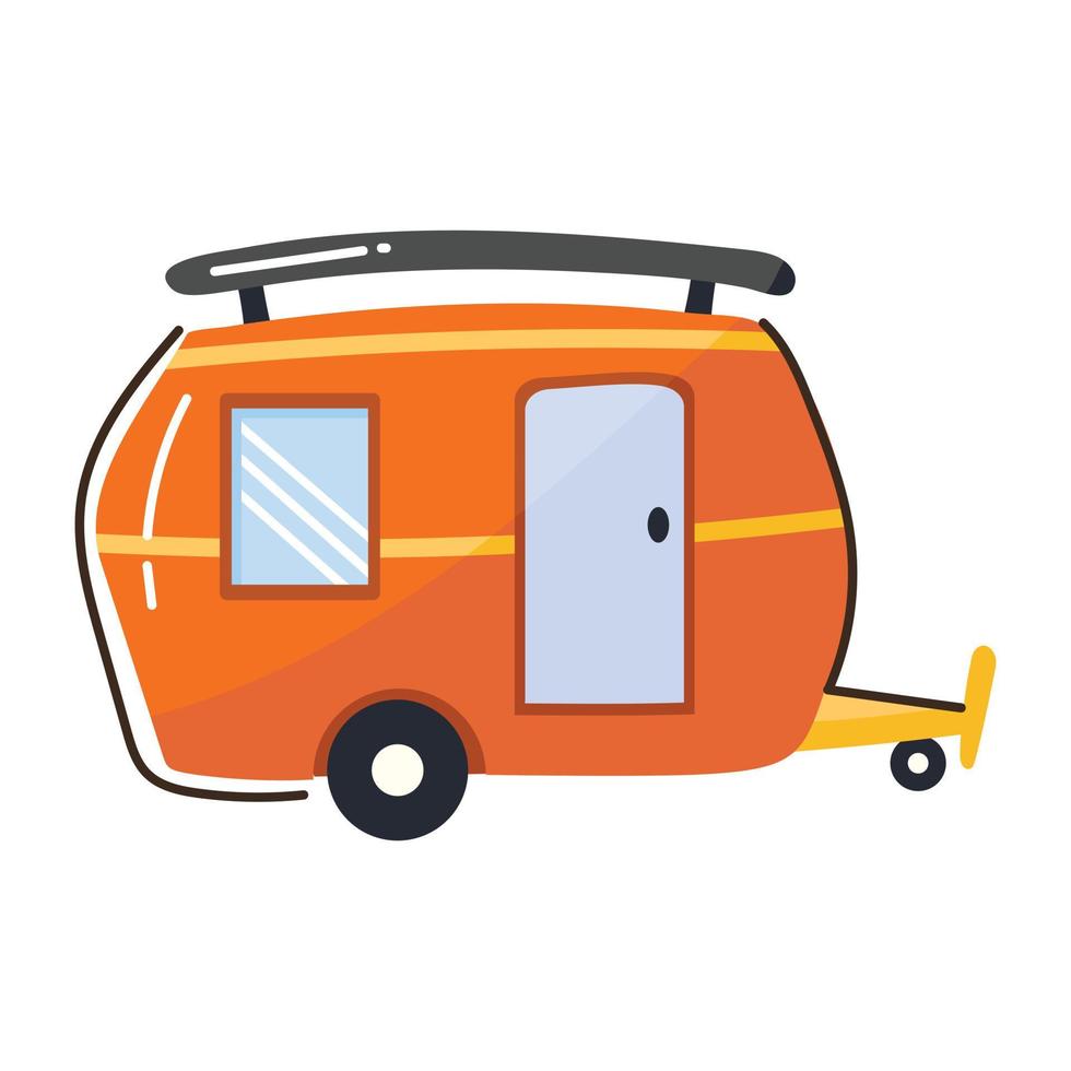 un'icona di doodle piatto modificabile del camper vettore