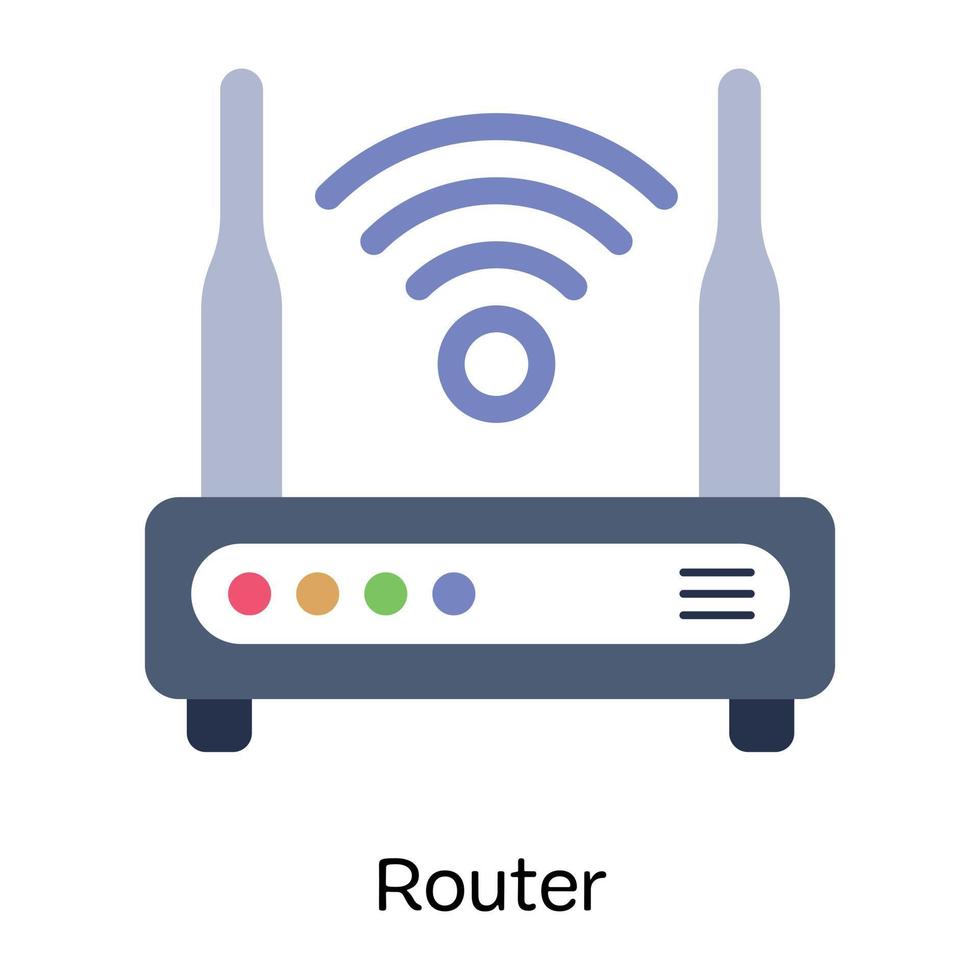 connessione internet wireless, icona piatta del router vettore