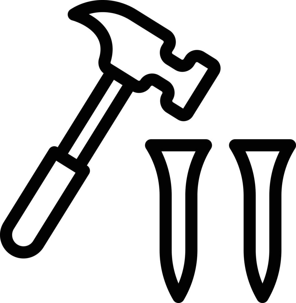 illustrazione vettoriale del martello del chiodo su uno sfondo. simboli di qualità premium. icone vettoriali per il concetto e la progettazione grafica.