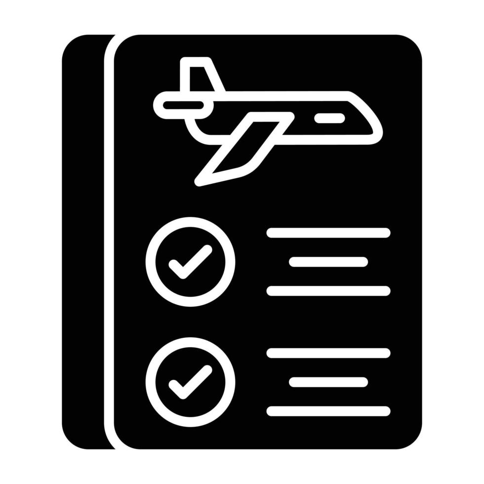stile icona lista di controllo di volo vettore