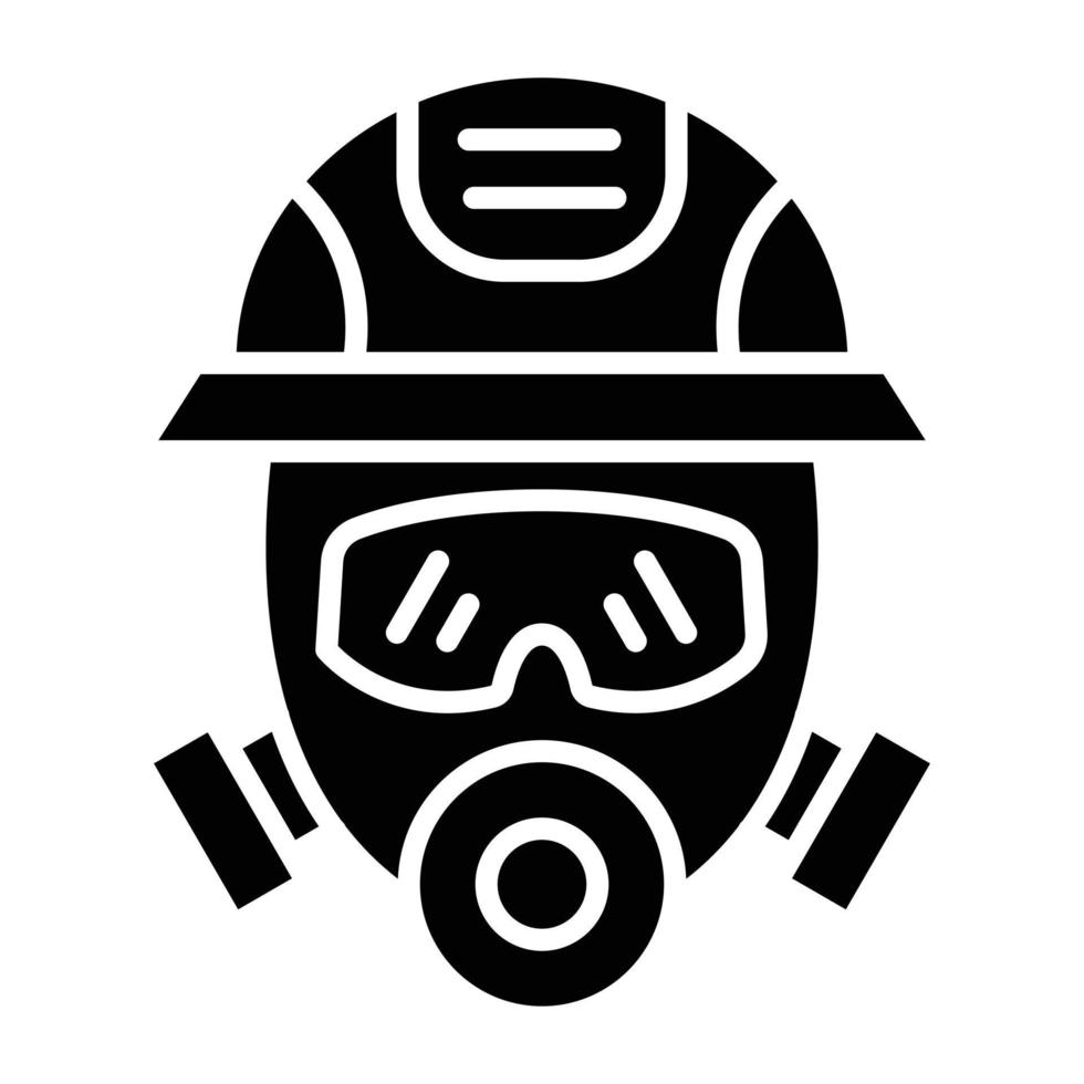 stile icona maschera vigile del fuoco vettore