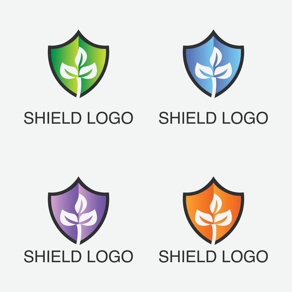 logo scudo ecologico, logo sheild naturale, logo sheild, modello vettoriale di design del logo foglia