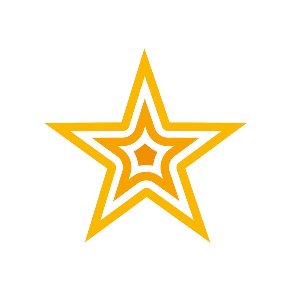 stella - icona del tratto intrecciato. disegno a stella equilibrato. illustrazione vettoriale. superiorità. stelle d'oro. icona del premio su sfondo bianco. vettore
