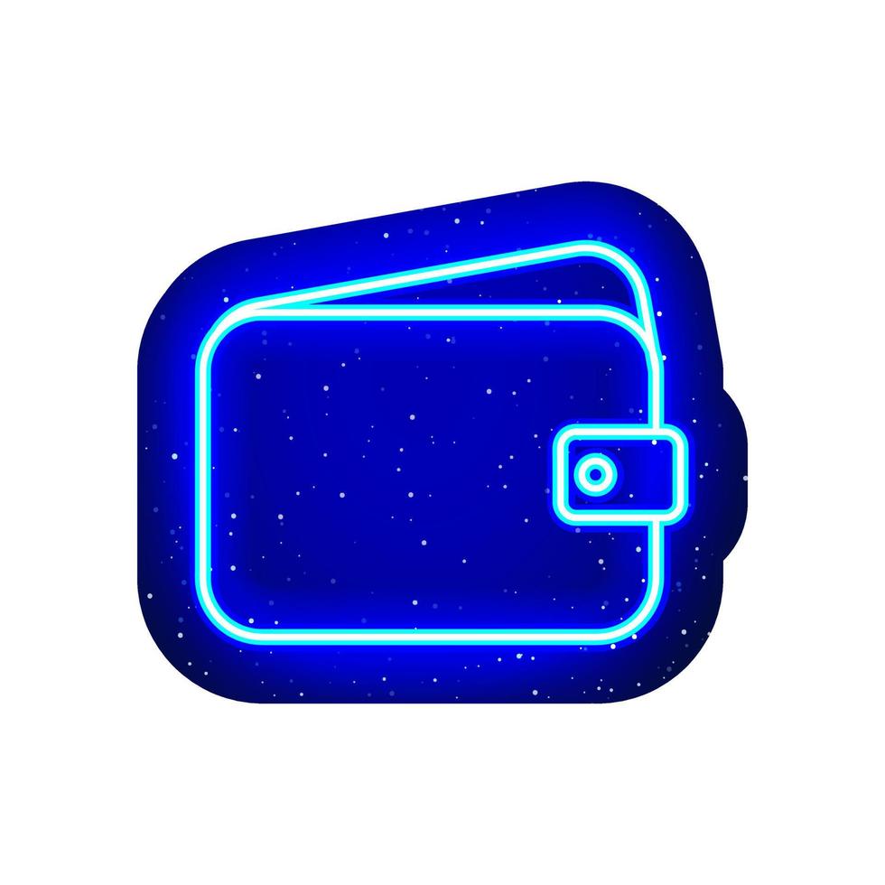 icona del portafoglio blu neon. blu notte. portafogli tascabile al neon con design porta carte. icone del modello al neon realistiche. c'è un'area della maschera su sfondo bianco. vettore