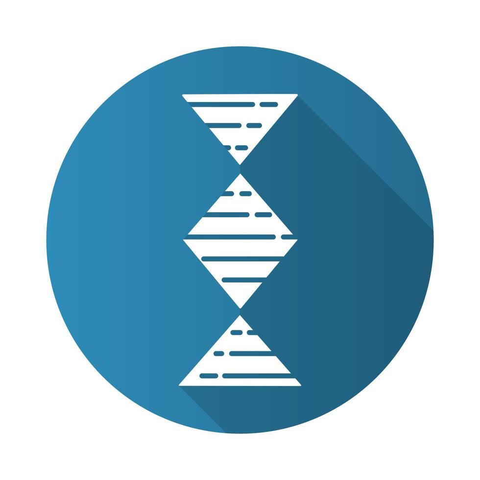 icona del glifo con ombra lunga design piatto blu elica del dna a forma di diamante. acido desossiribonucleico, nucleico. filo a spirale. cromosoma. biologia molecolare. codice genetico. illustrazione della siluetta di vettore