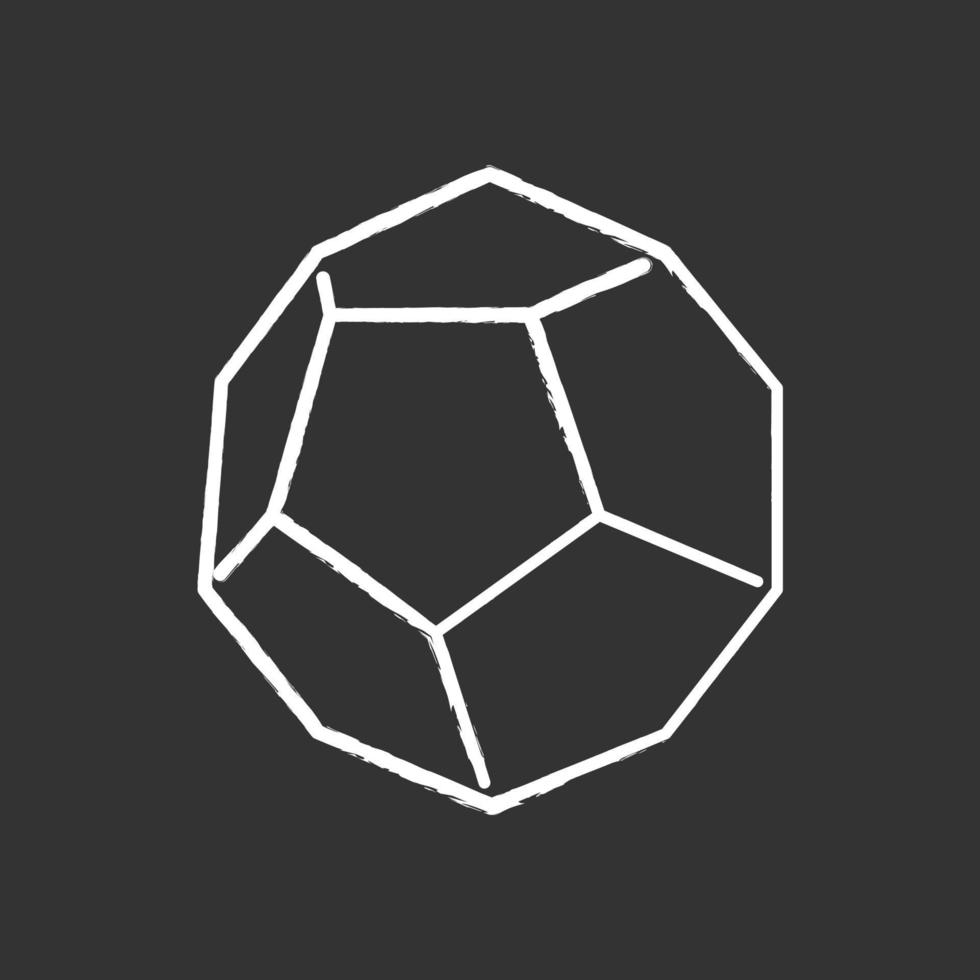 icona del gesso del dodecaedro. figura geometrica a base esagonale. elemento decorativo. cristallo minimalista. semplice pietra preziosa. forma astratta piatta. forma isometrica. illustrazione di lavagna vettoriale isolata