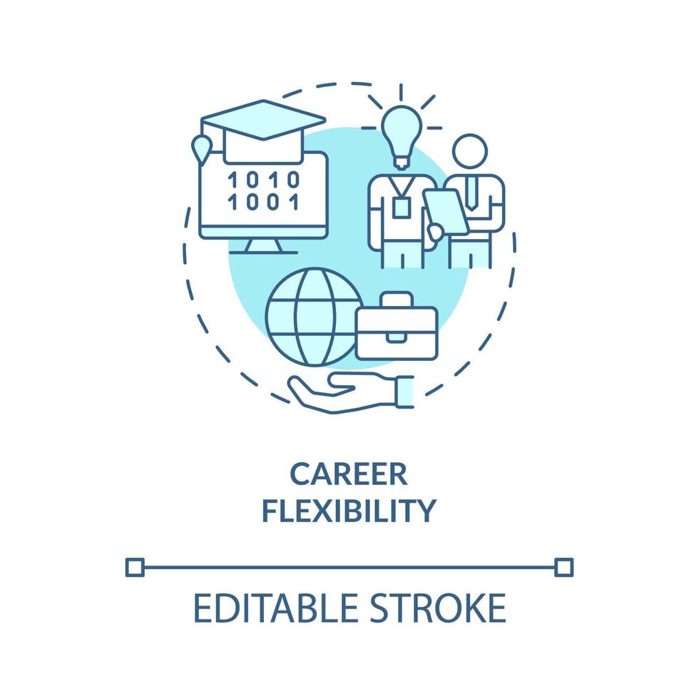 icona del concetto turchese flessibilità carriera. illustrazione di linea sottile di idea astratta di programmazione professionale. disegno di contorno isolato. tratto modificabile. roboto-medium, una miriade di caratteri pro-grassetto utilizzati vettore