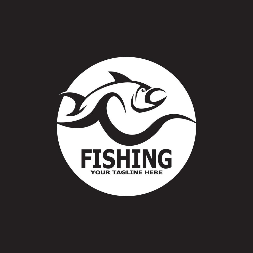 icona di pesce e illustrazione vettoriale del modello di logo simbolo
