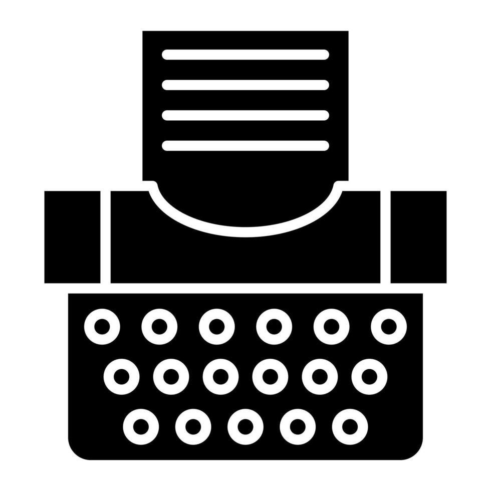 icona del glifo della macchina da scrivere vettore