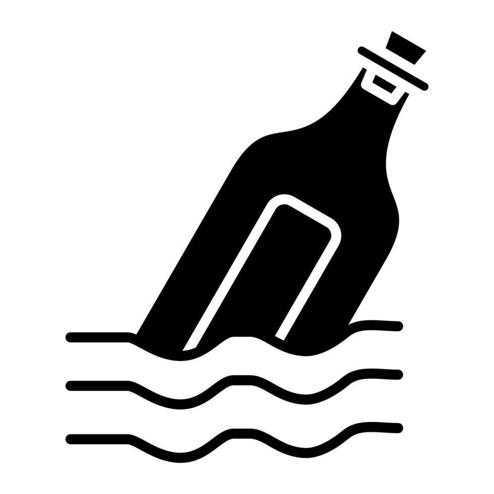 messaggio in un'icona del glifo bottiglia vettore