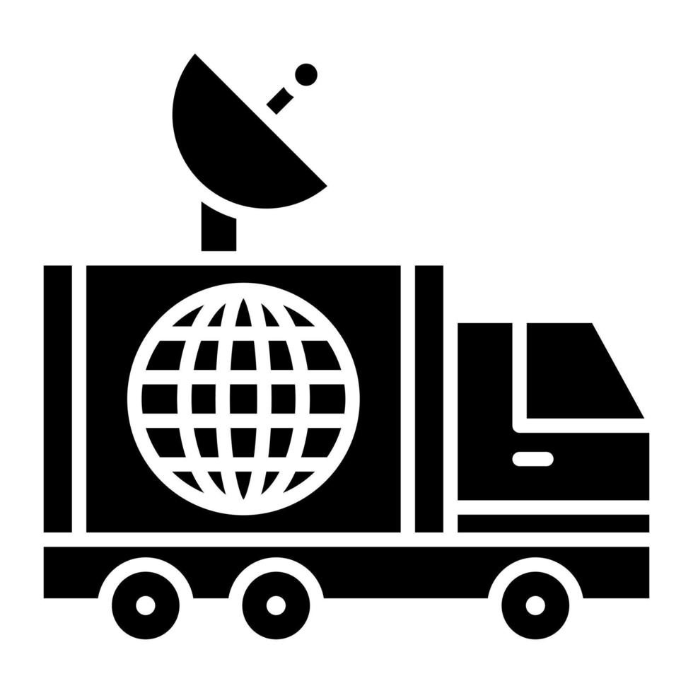 icona del glifo del furgone delle notizie vettore