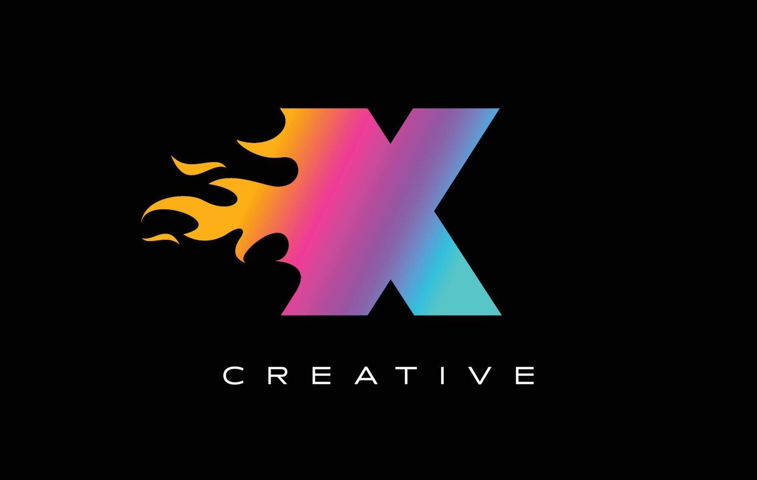 x disegno del logo della fiamma della lettera. concetto di lettering logo fuoco. vettore