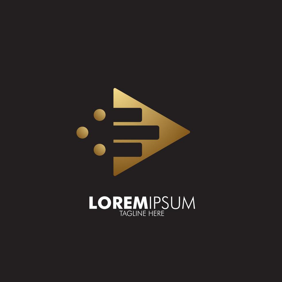 icona del logo di riproduzione dorata per società di lettori musicali e multimediali, vettore