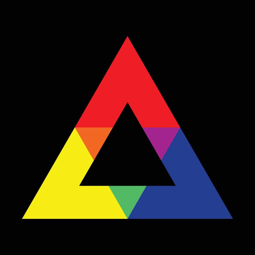 triangolo colorato su sfondo nero vettore