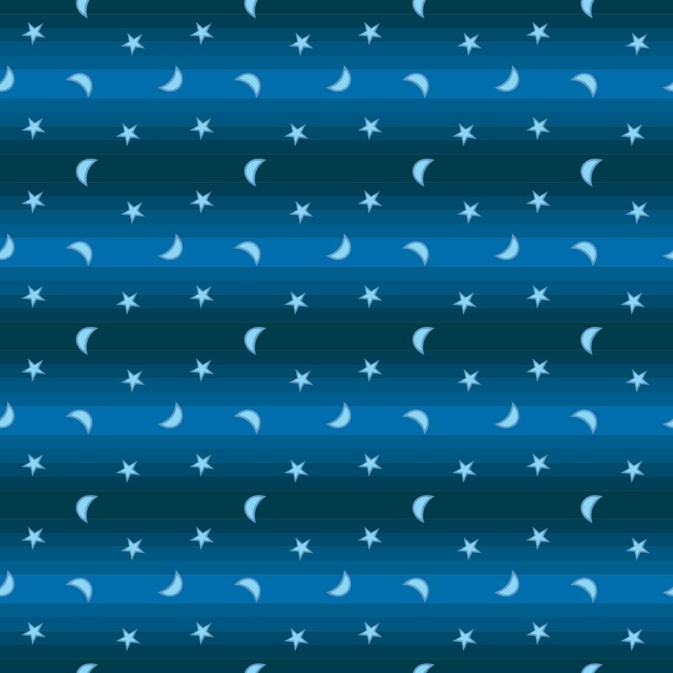 sfondo senza soluzione di continuità con la luna crescente e le stelle su sfondo blu vettore