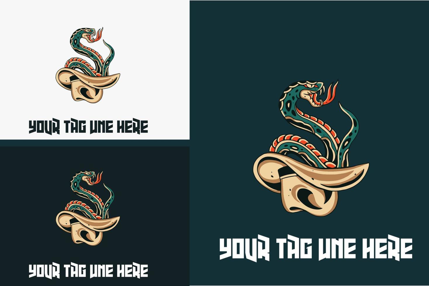 concetto di logo di disegno di illustrazione vettoriale serpente verde
