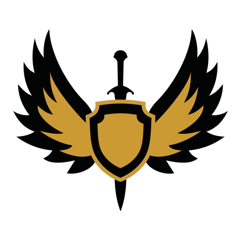 scudo della spada delle ali vettore