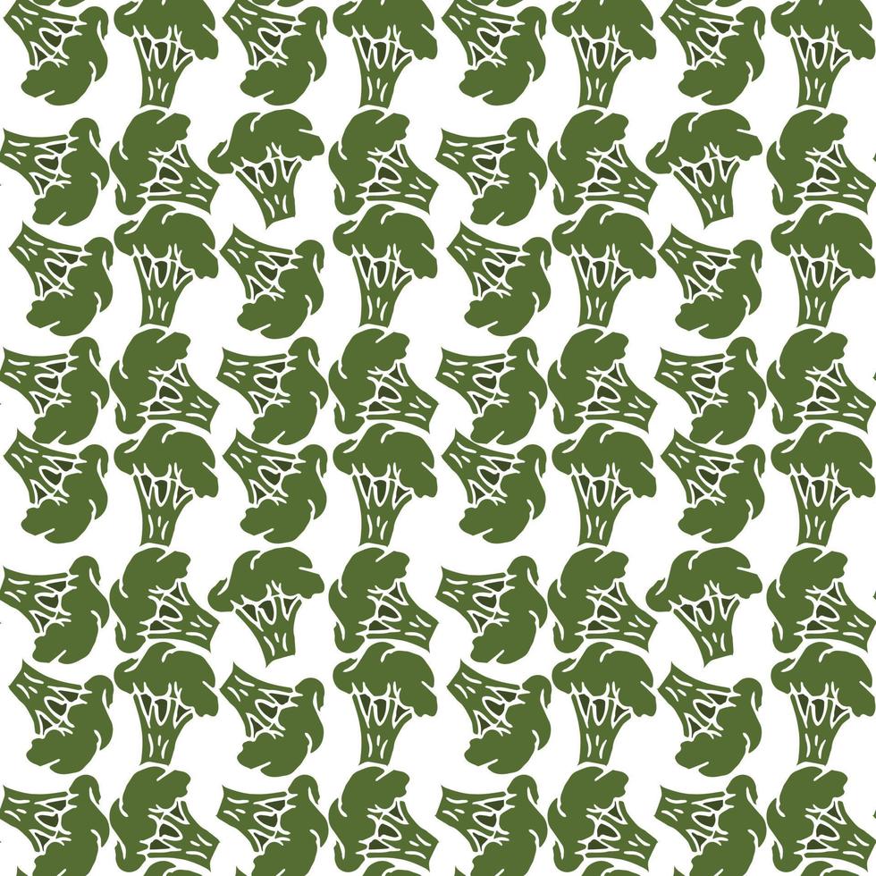 modello di broccoli senza soluzione di continuità. icone di broccoli verdi di vettore di doodle. modello vintage di broccoli verdi