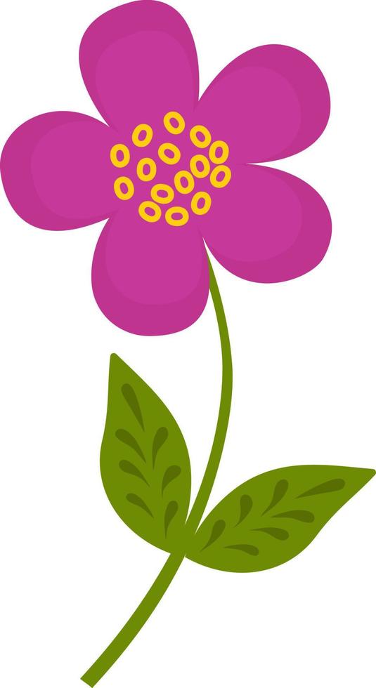 illustrazione di un fiore viola su sfondo bianco. fiore vettoriale in stile cartone animato. illustrazione vettoriale per saluti, matrimoni, design floreale.