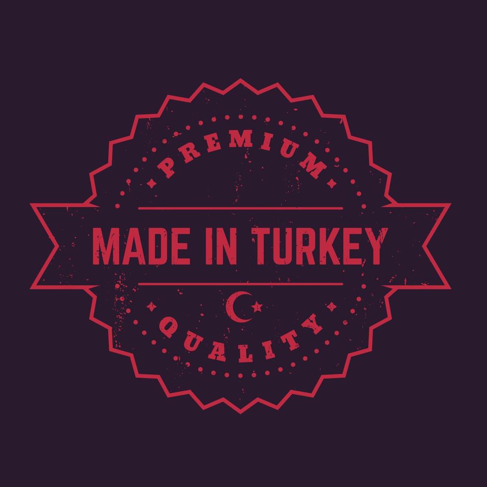 made in turchia, badge vintage, segno in rosso scuro vettore