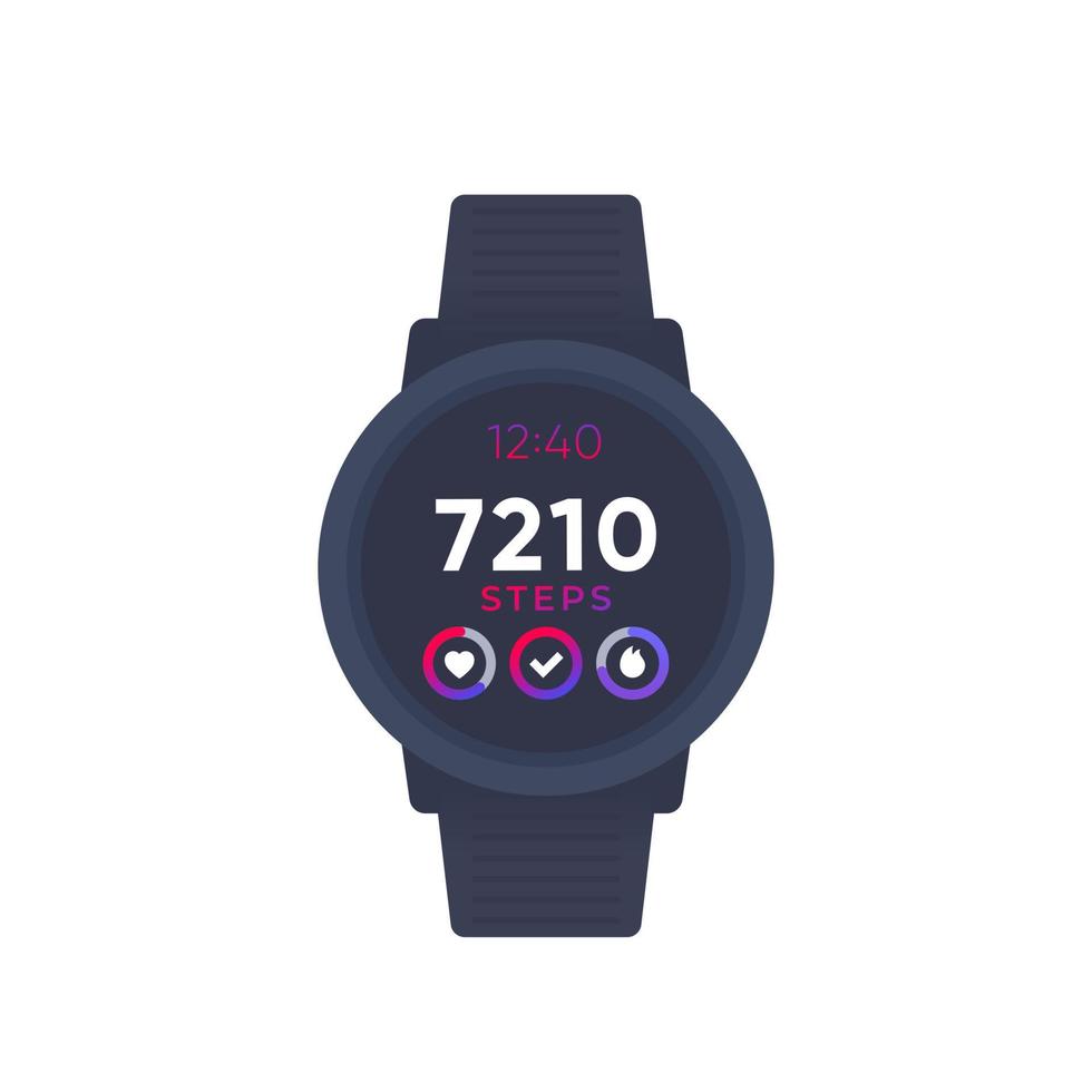 orologio intelligente con app fitness, tracker attività e contapassi, vettore
