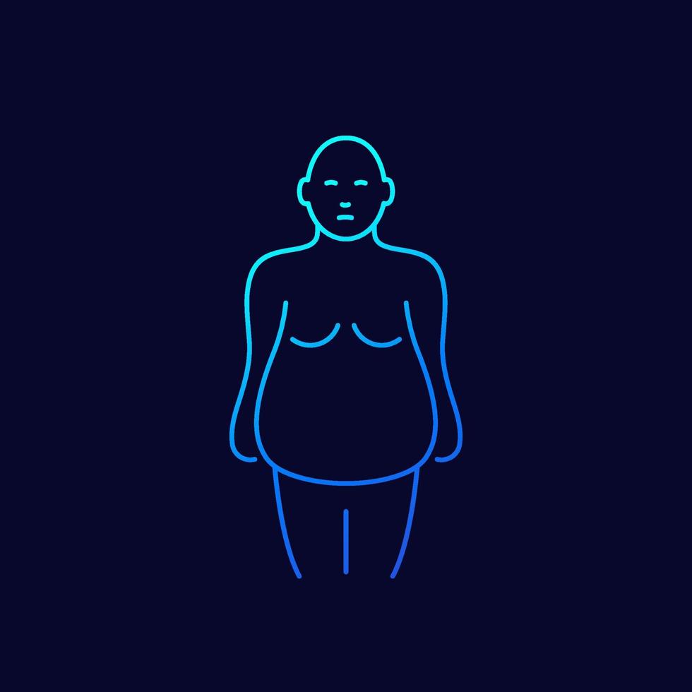 icona della linea di obesità su scuro vettore
