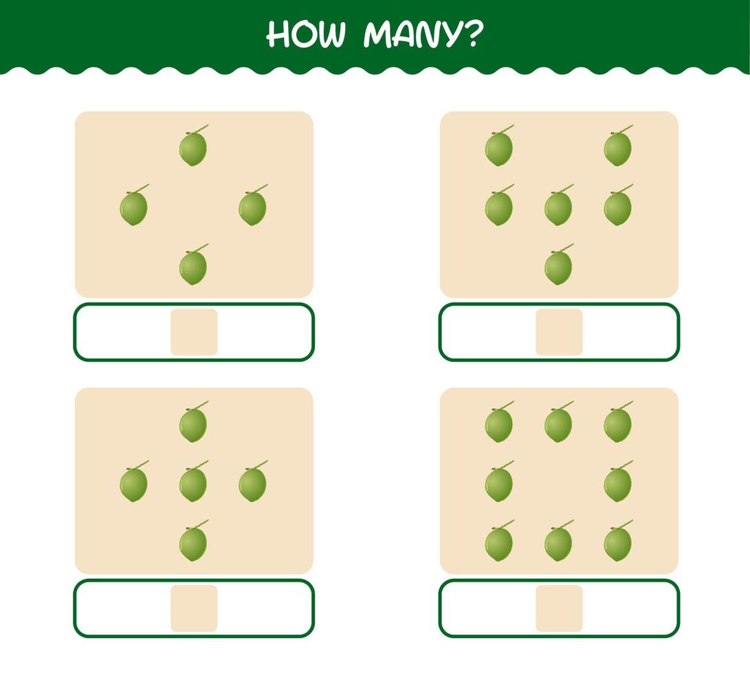 quante cocco dei cartoni animati. gioco di conteggio gioco educativo per bambini e bambini in età prescolare vettore