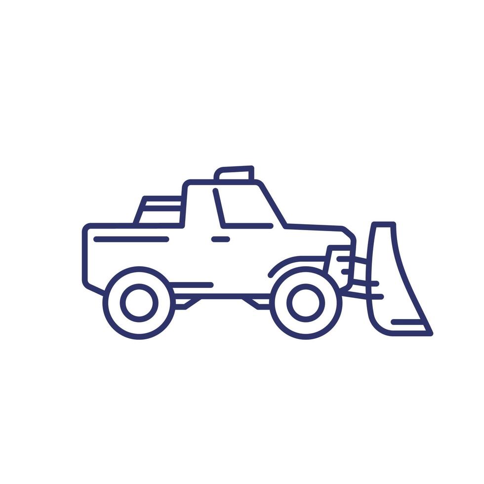 icona della linea di spazzaneve con camioncino vettore