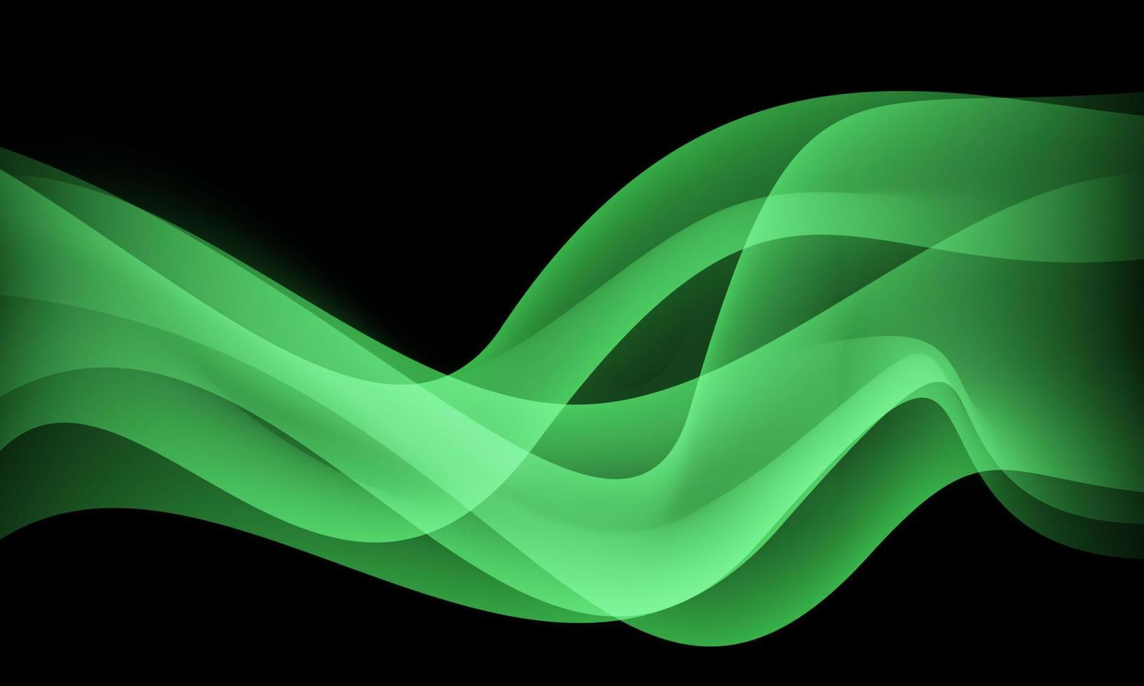 curva d'onda verde astratta su design nero vettore di sfondo futuristico di lusso moderno
