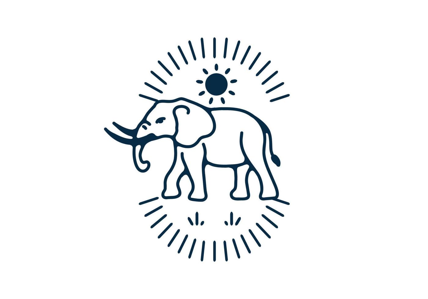 illustrazione di arte di linea dell'elefante vettore