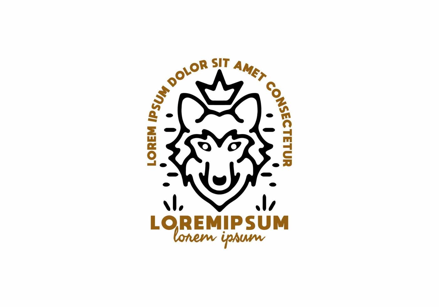 King of wolf line art con testo lorem ipsum vettore