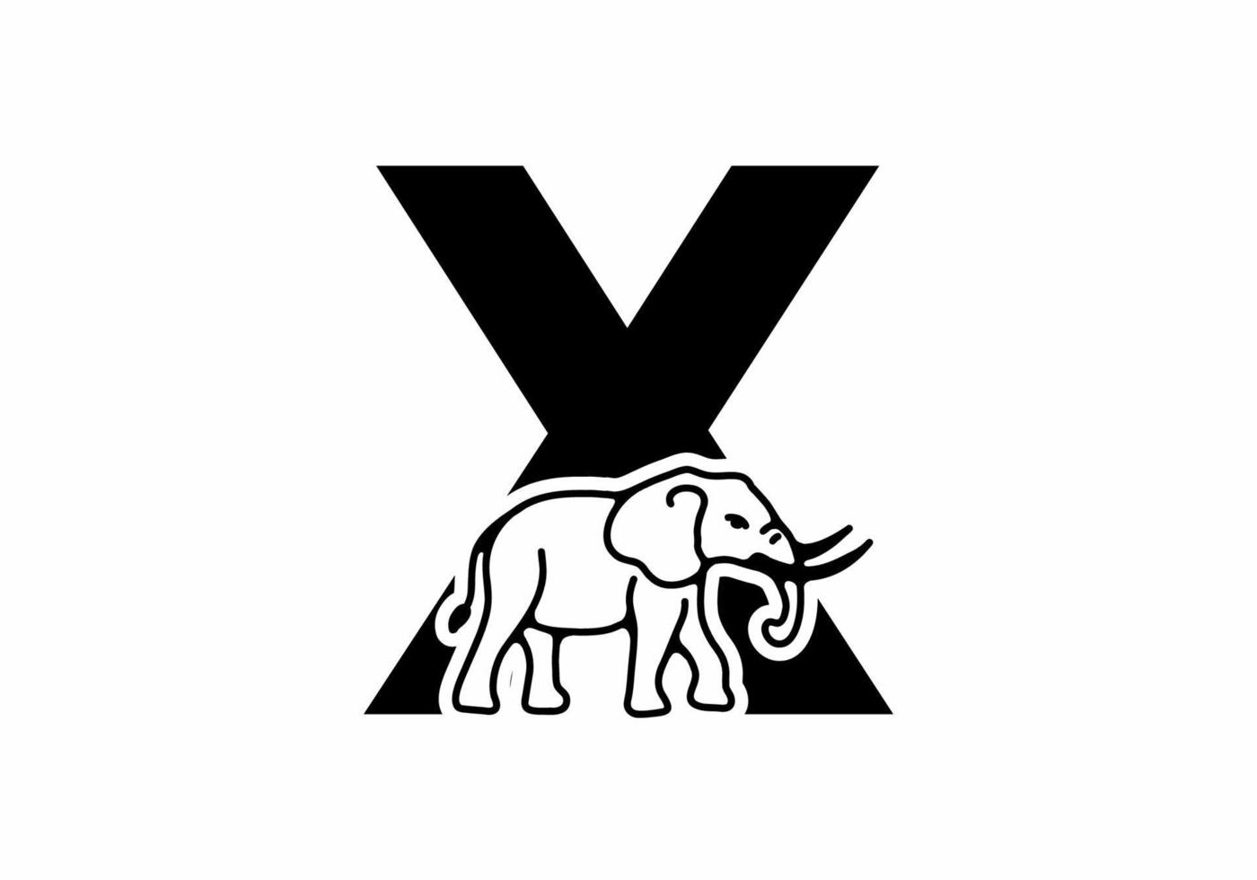 lettera iniziale x con linea a forma di elefante art vettore
