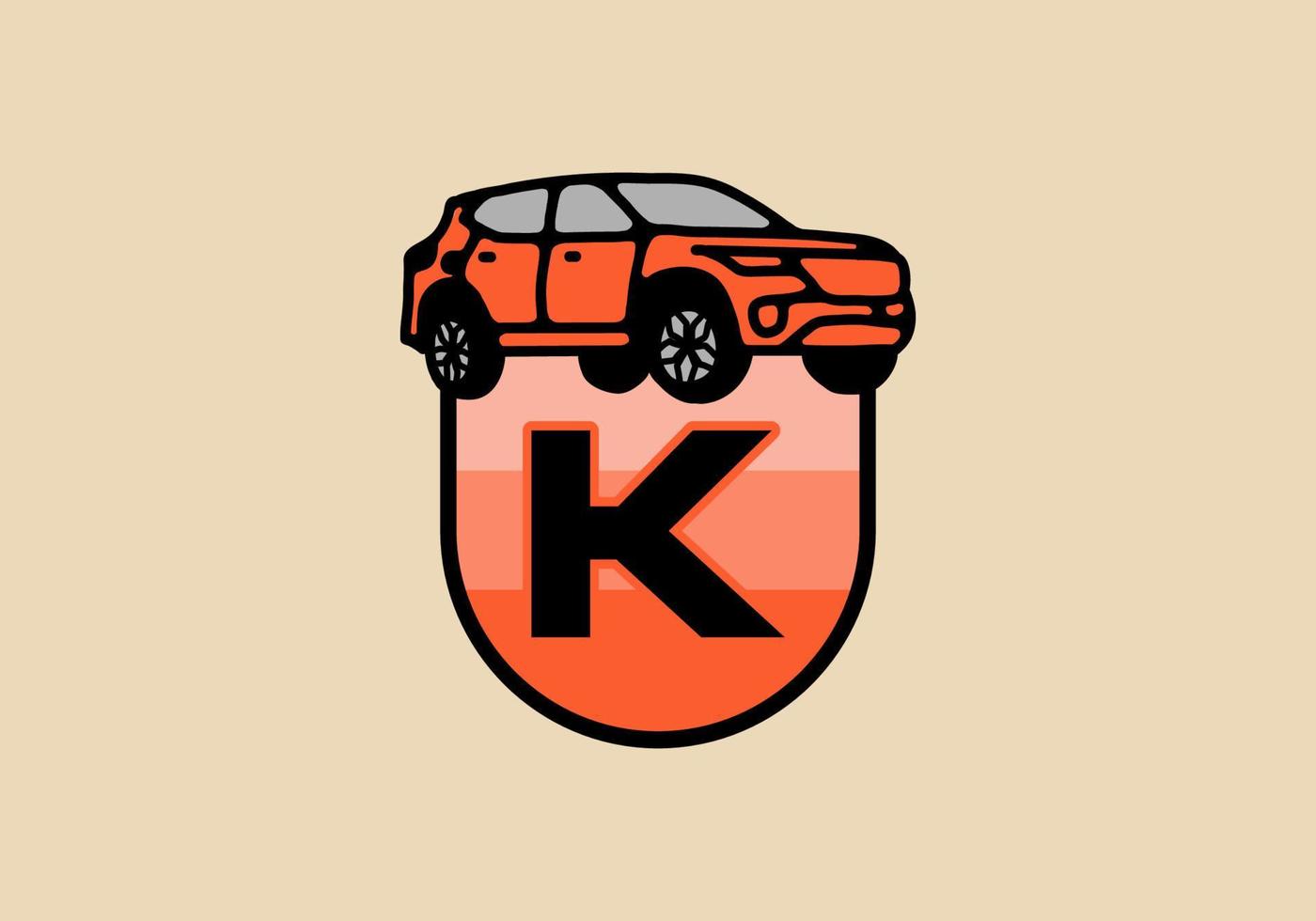 illustrazione al tratto di auto con lettera iniziale k vettore