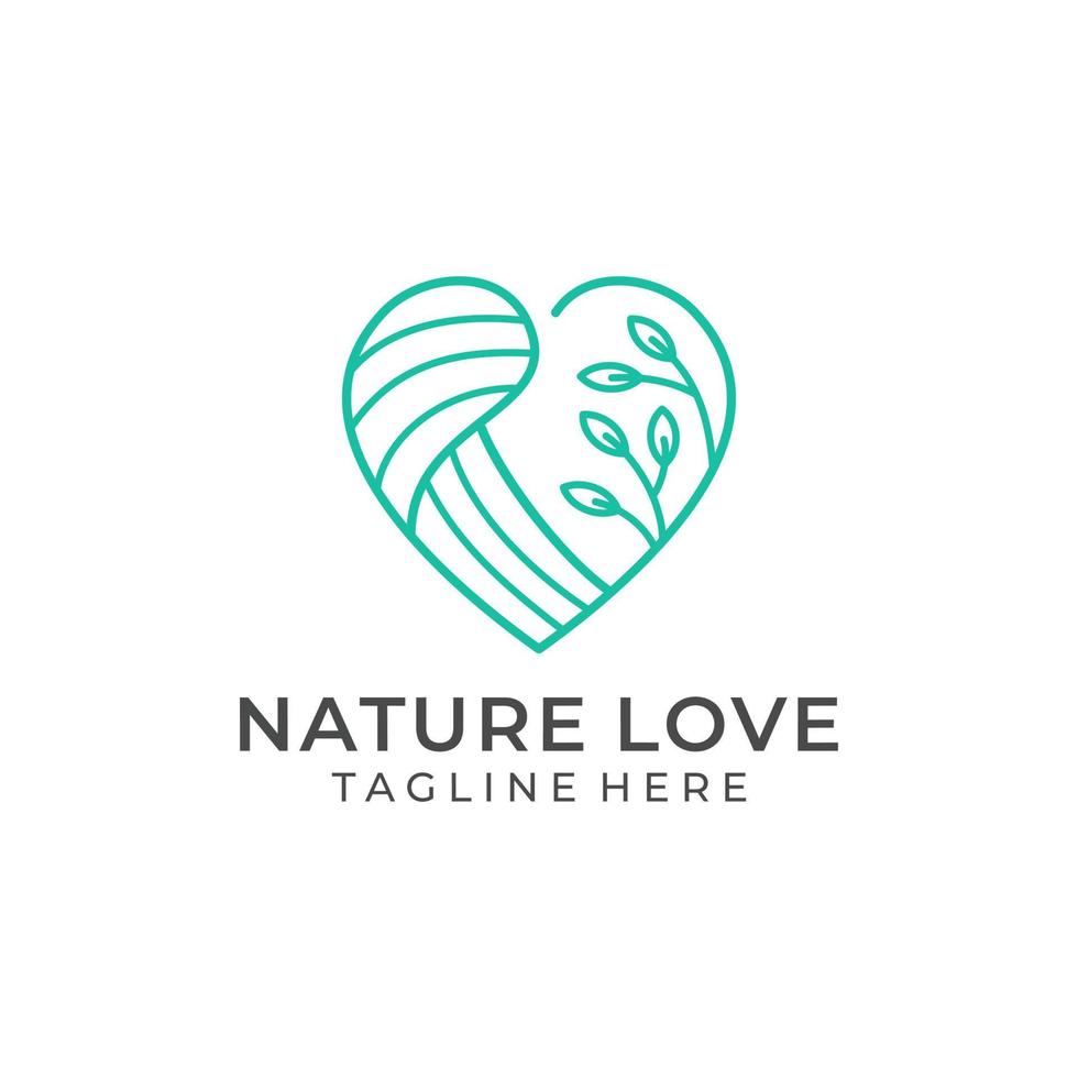 la natura ama il design semplice e minimalista del logo vettore